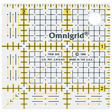 Omnigrid Square Value Pack (2-1/2", 4-1/2", 6-1/2", 9-1/2") Quilting Ruler, 2.5”, 4.5”, 6.5” and 9.5”, Clear, 4 Pack, (R2595S)