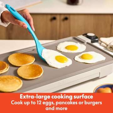 bella 10" x 20" Electric Griddle with Warming Tray, EverGood™ Ceramic Nonstick Coating & Removable Temperature Probe, Dishwasher-Safe Drip Tray & Cool Touch Handles, 1500 Watt, Oatmilk