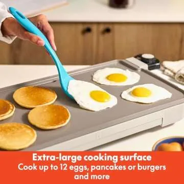 bella 10" x 20" Electric Griddle with Warming Tray, EverGood™ Ceramic Nonstick Coating & Removable Temperature Probe, Dishwasher-Safe Drip Tray & Cool Touch Handles, 1500 Watt, Oatmilk