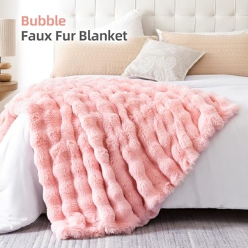 Smoofy Faux Fur Blanket - Cozy Soft Blush Pink Throw Blanket