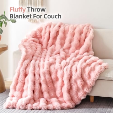Smoofy Faux Fur Blanket - Cozy Soft Blush Pink Throw Blanket