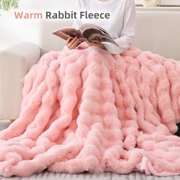 Smoofy Faux Fur Blanket - Cozy Soft Blush Pink Throw Blanket