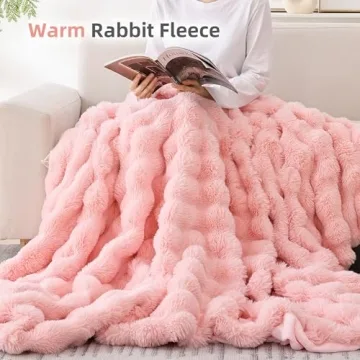 Smoofy Faux Fur Blanket - Cozy Soft Blush Pink Throw Blanket