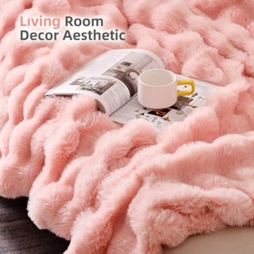Smoofy Faux Fur Blanket - Cozy Soft Blush Pink Throw Blanket