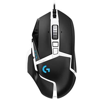 Logitech G502 Hero Special Edition High-Performance Wired Gaming Mouse, 25K Hero Sensor, 25600 DPI, RGB, Adjustable Weight, 11 Programmable Buttons, PC/Mac - Black and White