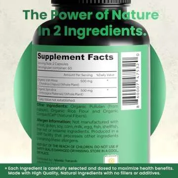 Atlantic Naturals Sea Moss with Spirulina Superfood Capsules - Multivitamin Supplement Supports Healthy Iron and Immune Health, Alternative to Seamoss Gel and Powder - Irish Sea Moss Capsules (120 ct)
