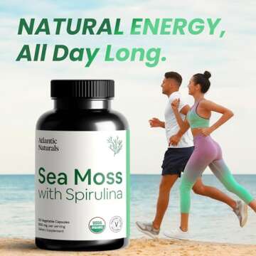 Atlantic Naturals Sea Moss with Spirulina Superfood Capsules - Multivitamin Supplement Supports Healthy Iron and Immune Health, Alternative to Seamoss Gel and Powder - Irish Sea Moss Capsules (120 ct)