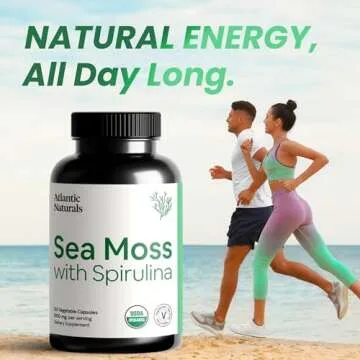 Atlantic Naturals Sea Moss with Spirulina Superfood Capsules - Multivitamin Supplement Supports Healthy Iron and Immune Health, Alternative to Seamoss Gel and Powder - Irish Sea Moss Capsules (120 ct)