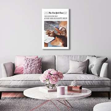 Osdfem Modern Drinking Quotes Wall Art Groovy Poster Print Hot Girls Drinking Champagne Trendy Newspaper Print Funny Retro Bar Trolley College Style Room Decor Bathroom 12x16in Unframed