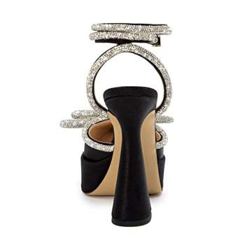 Elegant Arqa Rhinestone Bow Chunky Heel Wedding Pumps