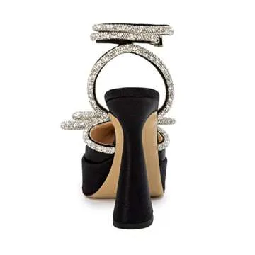 Elegant Arqa Rhinestone Bow Chunky Heel Wedding Pumps