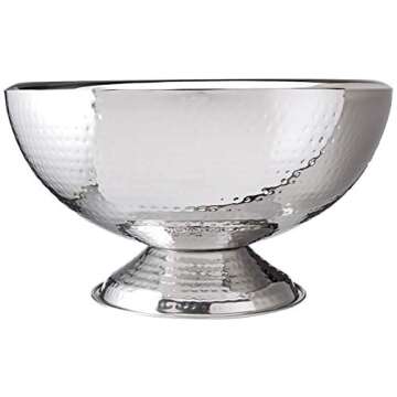 Elegance Hammered 3-Gallon Stainless Steel Doublewall Punch Bowl