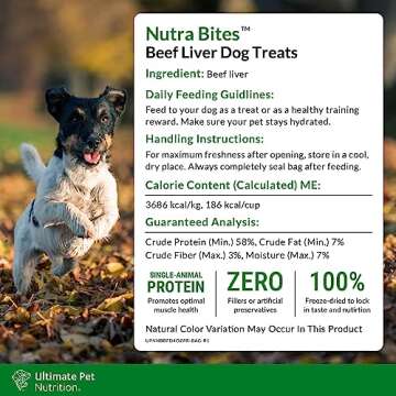 ULTIMATE PET NUTRITION Nutra Bites Freeze Dried Raw Single Ingredient Treats for Dogs, 4 Ounces, Bison Liver, Beef Liver, Chicken Liver (Beef Liver)