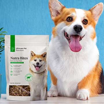 ULTIMATE PET NUTRITION Nutra Bites Freeze Dried Raw Single Ingredient Treats for Dogs, 4 Ounces, Bison Liver, Beef Liver, Chicken Liver (Beef Liver)