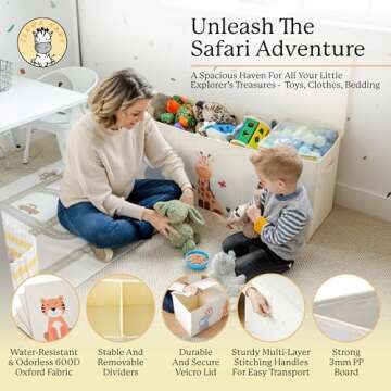 Zebra Baby Toy Storage Organizer for Kids, Toddlers 40" x 13.5" x 16.5" - Large Toy Chest, Toybox for Living Room - Collapsible Toy Box for Boys, Girls - Boxes, Bins, Organizers for Toys, Extra Big