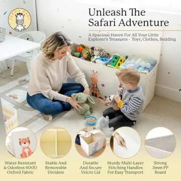 Zebra Baby Toy Storage Organizer for Kids, Toddlers 40" x 13.5" x 16.5" - Large Toy Chest, Toybox for Living Room - Collapsible Toy Box for Boys, Girls - Boxes, Bins, Organizers for Toys, Extra Big