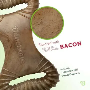 Durable Dog Chew Toy for Aggressive Chewers, Real Bacon