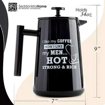 SeddonistaHome French Press Coffee Maker - 34oz Thermal Insulated