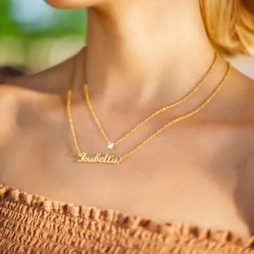 Ldurian Custom Name Necklace, Jessica Name Plate Pendant Necklace Pre Gifts, Charm Necklaces Jewelry for Birthday Anniversary