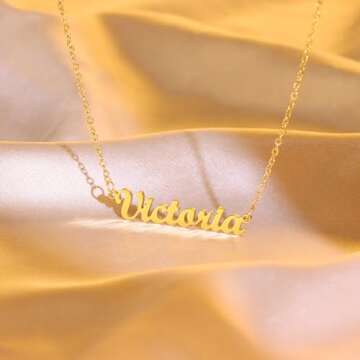 Ldurian Custom Name Necklace, Jessica Name Plate Pendant Necklace Pre Gifts, Charm Necklaces Jewelry for Birthday Anniversary