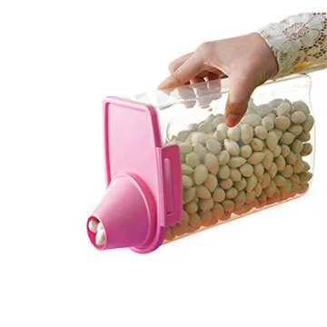 PISSION Pet Food Storage Container with Graduated Cup and Seal Buckles Food Dispenser for Dogs Cats (Pink)