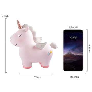 YEIRVE Unicorn Piggy Bank for Kids, Adorable Resin Design, Perfect Gift For Young Savers