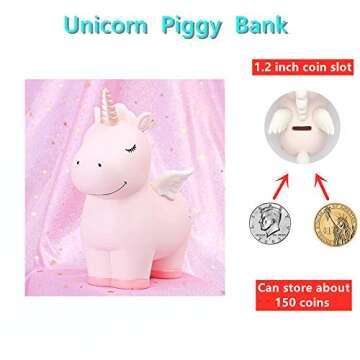 YEIRVE Unicorn Piggy Bank for Kids - Charm & Savings