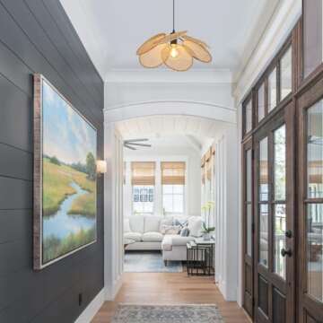 ELYCCUPA 20” Boho Hand Woven Rattan Pendant Light with Six Leaf Shade 1-Light Adjustable Coastal Mini Chandelier for Dining Room Kitchen Island Hallway Farmhouse, UL Listed