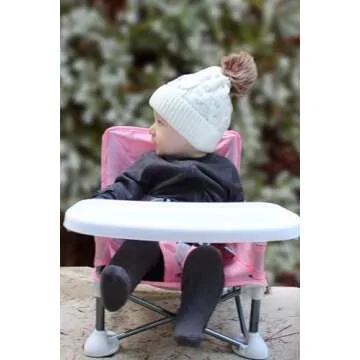PandaEar Portable Baby Seat Travel| Compact Fold with Straps for Indoor/Outdoor Use| Great for Camping, Beach, Lawn |Toddlers, Kids, Boys, Girls (Pink)