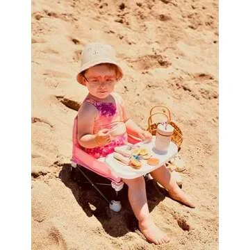 PandaEar Portable Baby Seat Travel| Compact Fold with Straps for Indoor/Outdoor Use| Great for Camping, Beach, Lawn |Toddlers, Kids, Boys, Girls (Pink)