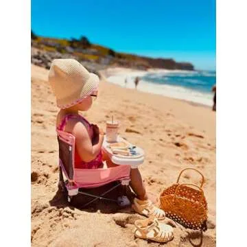 PandaEar Portable Baby Seat Travel| Compact Fold with Straps for Indoor/Outdoor Use| Great for Camping, Beach, Lawn |Toddlers, Kids, Boys, Girls (Pink)