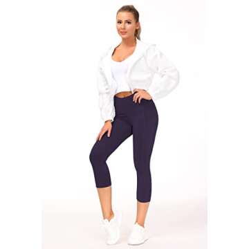 THE GYM PEOPLE Thick High Waist Capris Yoga Pants with Pockets, Tummy Control Workout Running Yoga Leggings for Women