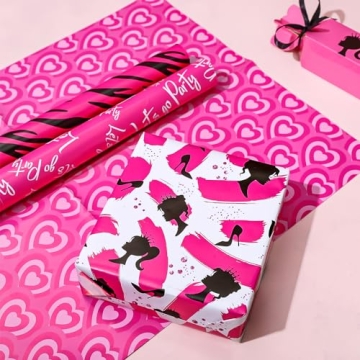 Whaline Princess Wrapping Paper - 12 Sheets for Girls