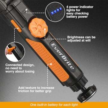 EverBrite 2 Pack LED Rechargeable Work Light, 800LM COB Foldable Flashlight, Magnetic Work Lights wi...