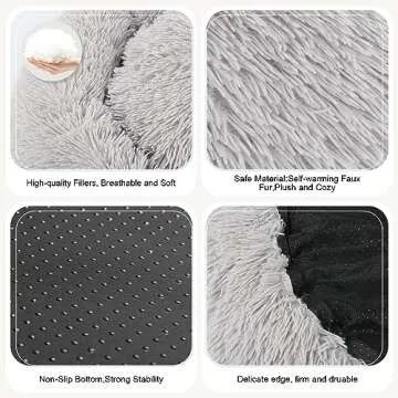 Dog Bed, Cat Calming Bed, Faux Fur Pillow Pet Donut Cuddler Round Plush Bed for Large Medium Small Dogs and Cats
