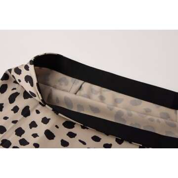 Keasmto Leopard Skirt for Women Midi Length High Waist Silk Satin Elasticized Cheetah Skirts XS