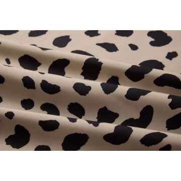 Keasmto Leopard Skirt for Women Midi Length High Waist Silk Satin Elasticized Cheetah Skirts XS