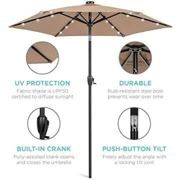 Buy 7.5ft Solar LED Patio Umbrella with Crank