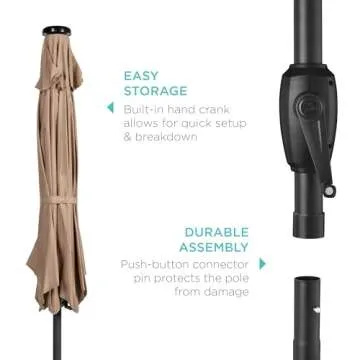 Buy 7.5ft Solar LED Patio Umbrella with Crank