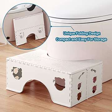 Foldable Toilet Stool, 7 inches Healthy Squatting Posture Poop Stool with Anti-Slip Feet by CHEAGO, ...