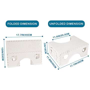 Foldable Toilet Stool, 7 inches Healthy Squatting Posture Poop Stool with Anti-Slip Feet by CHEAGO, Portable Travel Foot Stool for Toilet, Unique Folding Design Compact&Wide footrest (Snow White)