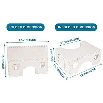 Foldable Toilet Stool, 7 inches Healthy Squatting Posture Poop Stool with Anti-Slip Feet by CHEAGO, Portable Travel Foot Stool for Toilet, Unique Folding Design Compact&Wide footrest (Snow White)