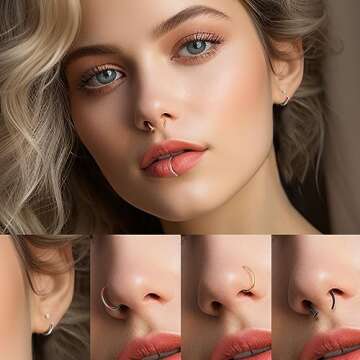 Jstyle 5 Pcs 18G Stainless Steel Nose Rings - Comfortable Fit