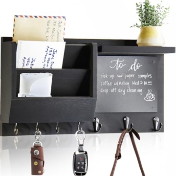 Ziivita Key Holder for Wall - Stylish Mail Organizer with Hooks and Shelf for Entryway