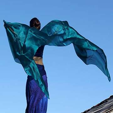Nahari Silks Womens 100% Silk Dance Scarves Shawls Wraps Solid Colors Emerald Teal 108"