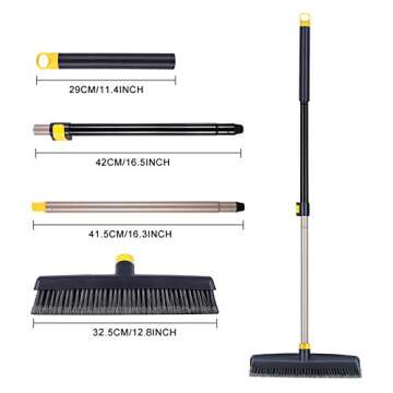 Yocada Push Broom Brush Stiff Bristles Broom Head Telescopic Heavy-Duty Outdoor Commercial for Clean...