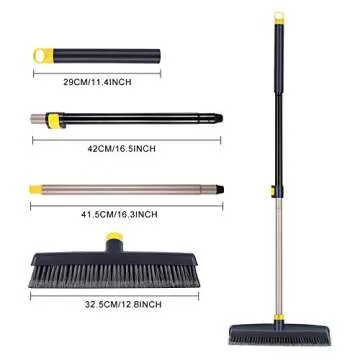 Yocada Push Broom Brush Stiff Bristles Broom Head Telescopic Heavy-Duty Outdoor Commercial for Clean...