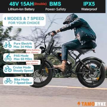 Tamobyke V20 Electric Bike with 1500W Motor - Sporty & Stylish