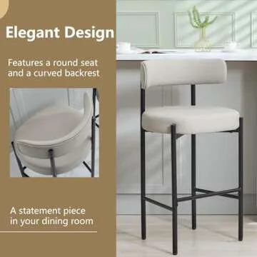 Mid-Century Modern Grey Faux Leather Bar Stools Set of 3