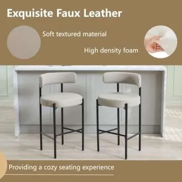 Mid-Century Modern Grey Faux Leather Bar Stools Set of 3